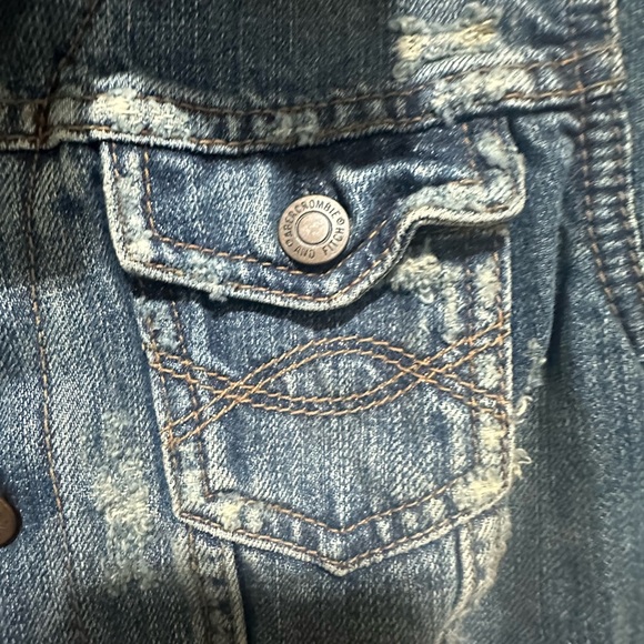 Y2K Abercrombie & Fitch Distressed Denim Jacket Medium Early 2000s - Picture 5 of 6